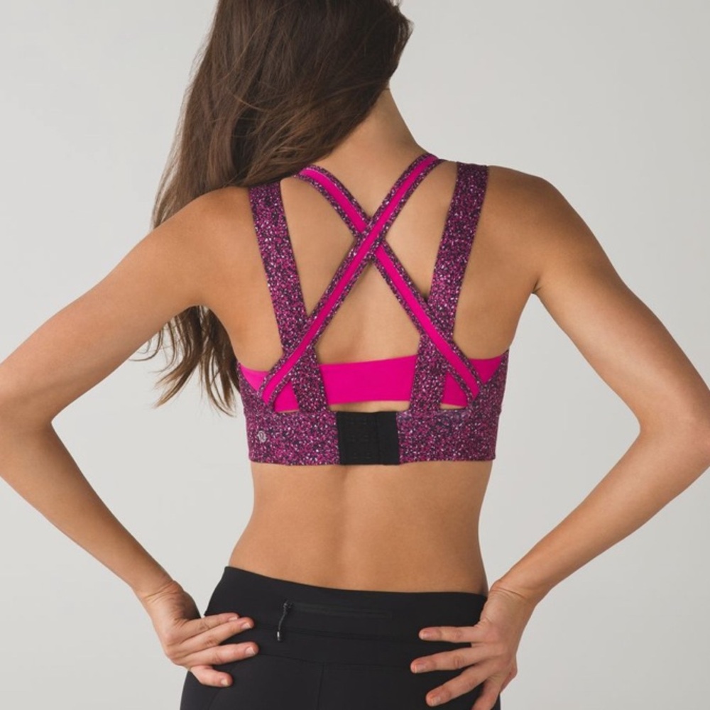 Lululemon Oxygen Sports Bra Flashback Static Caspian Blue Jewelled Magenta